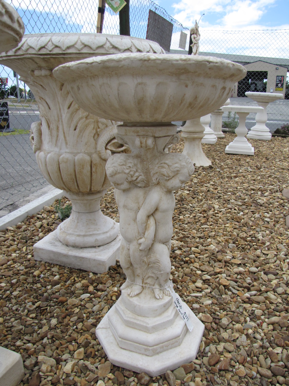 Triple Cherub Small Bowl Birdbath